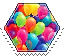 balloons hexagonal stamp